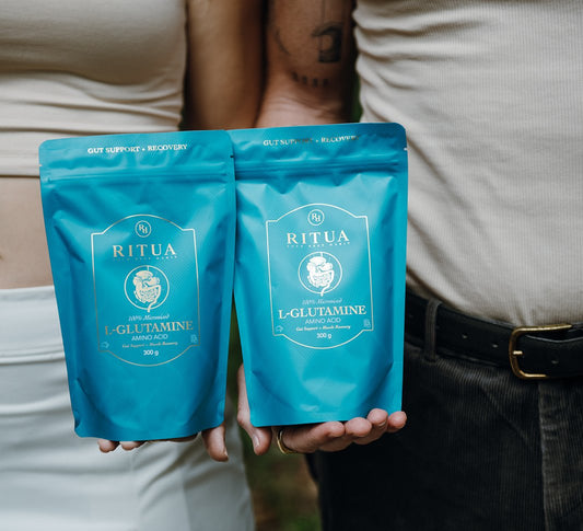 Two pouches of Ritua L-Glutamine held side by side