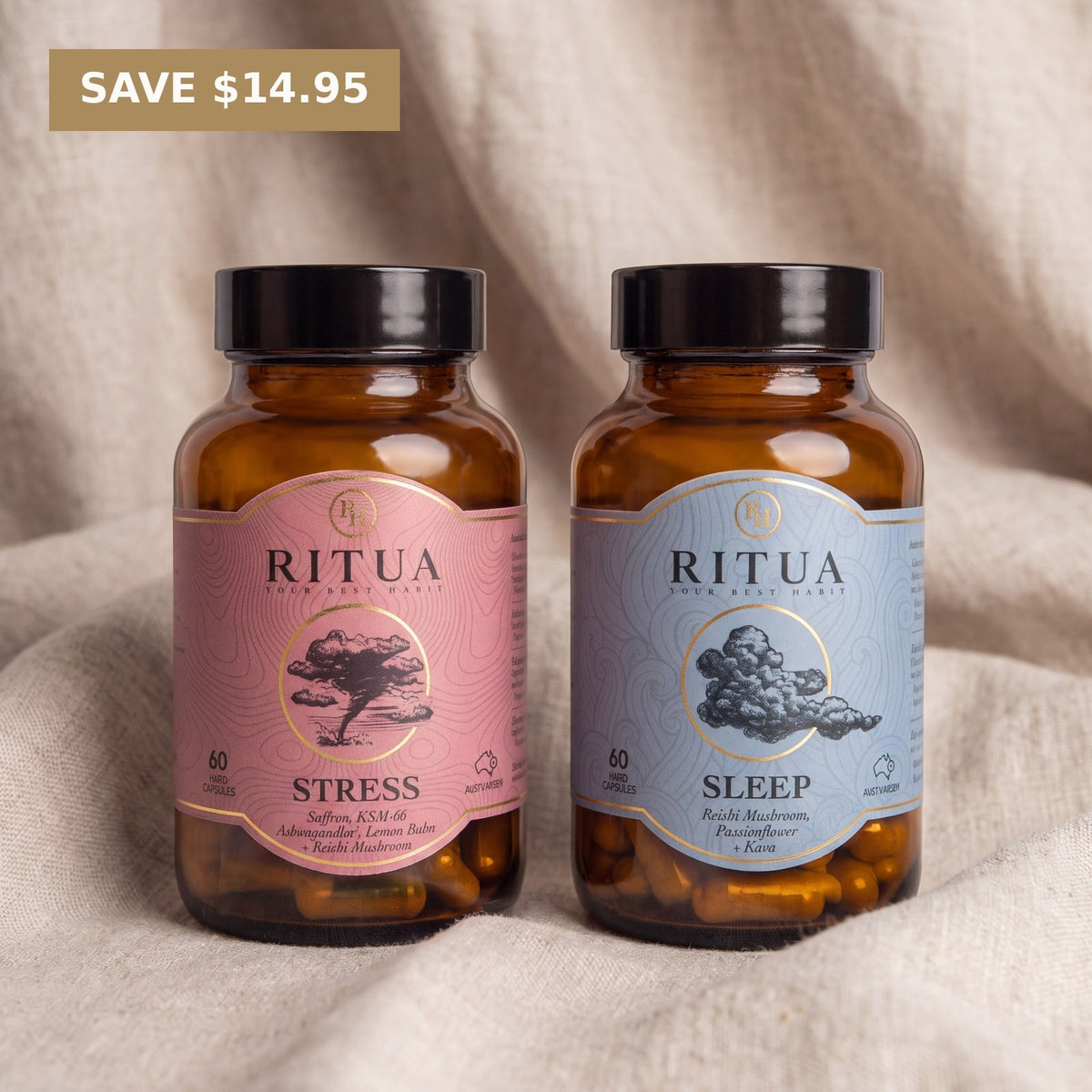 Ritua Calm Stack bundle, Stress and Sleep, save $14.95