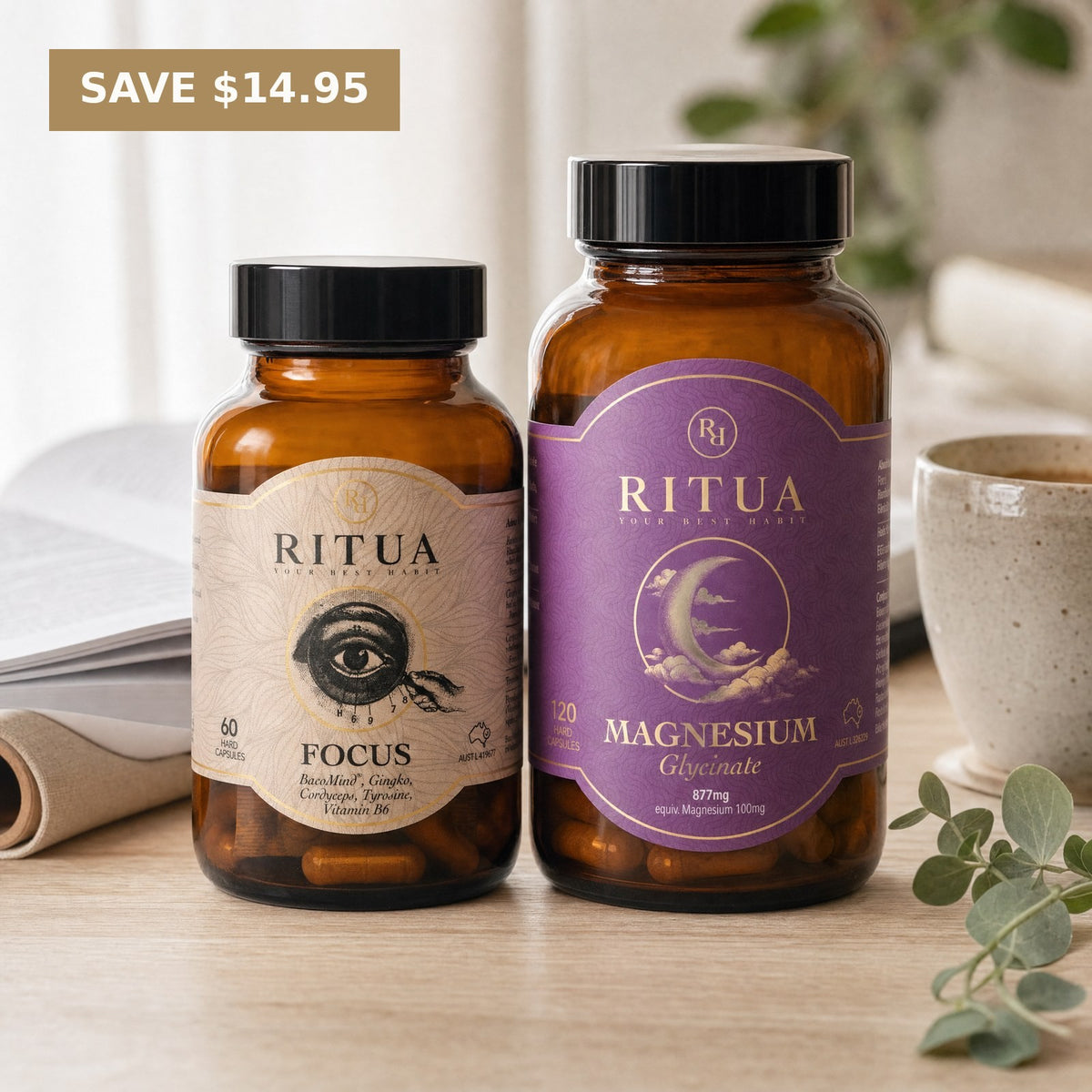 Ritua Focus Stack bundle, Focus and Magnesium Glycinate, save $14.95