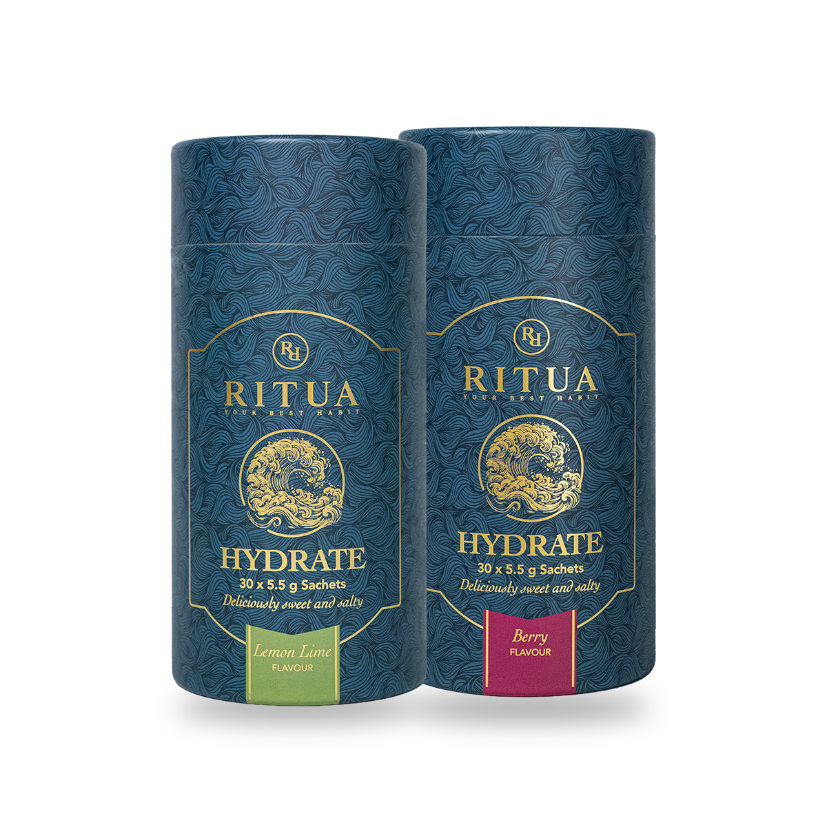 The Hydrate Bundle, one Lemon Lime and one Berry tube, 60 sachets