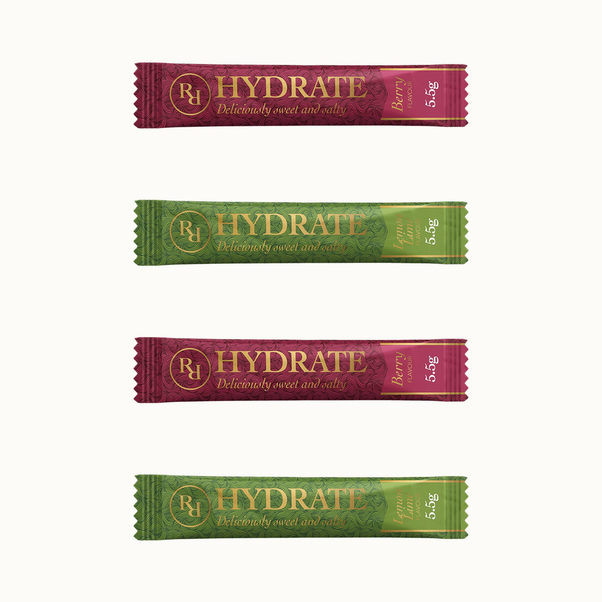 Ritua Hydrate Sample Pack, four 5.5g sachets, two Berry and two Lemon Lime