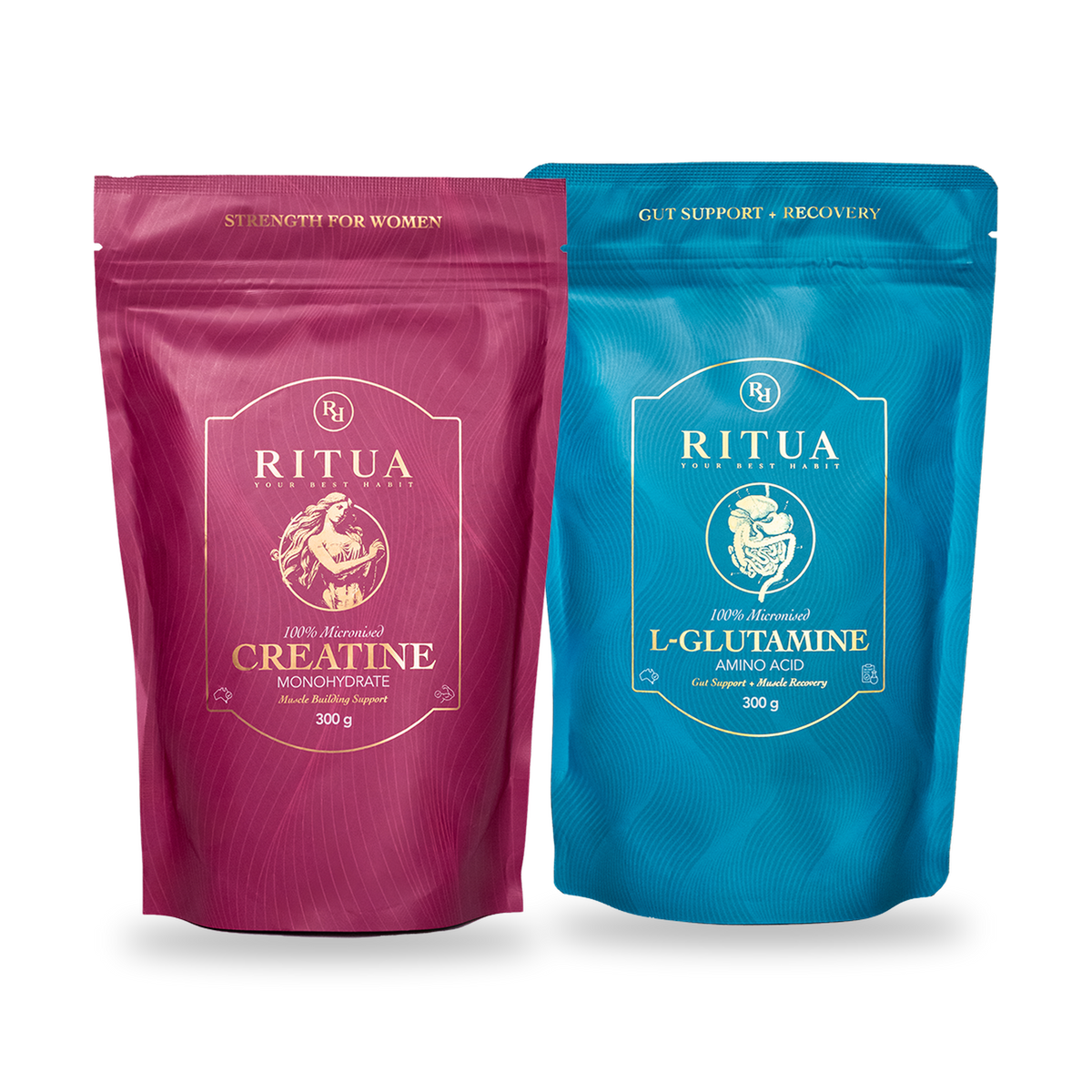 The Performance Bundle, Ritua Creatine for Women and L-Glutamine, 300g each